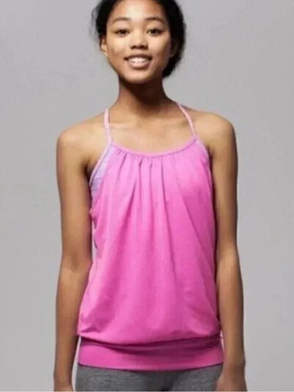 Ivivva Lululemon Double Dutch Tank Top Pink Athletic Shelf Bra Size 12